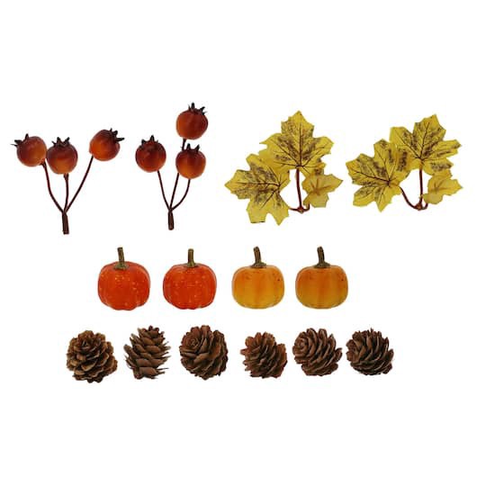 slide 1 of 5, Pumpkin, Pinecone, Maple Leaf & Berry Mix, 14ct. By Ashland, 14 ct