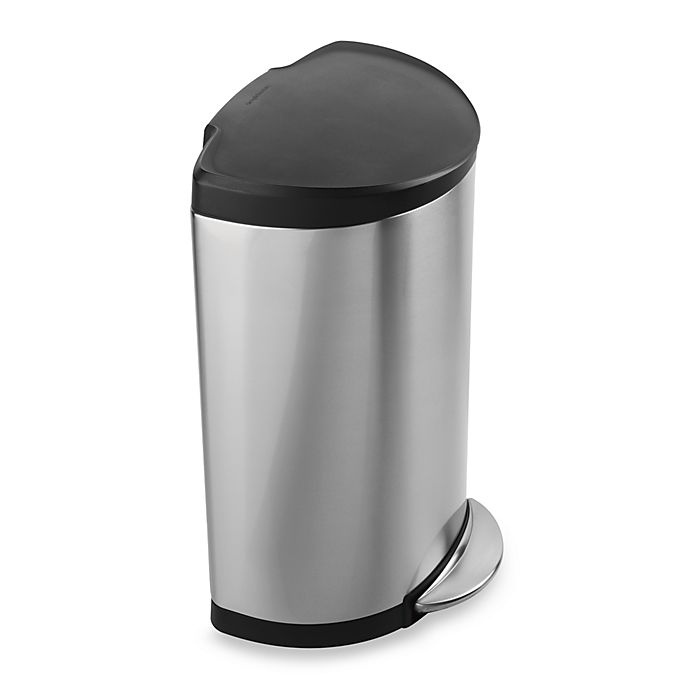slide 1 of 4, simplehuman smartbucket Brushed Stainless Steel Semi-Round Step-On Trash Can, 40 liter