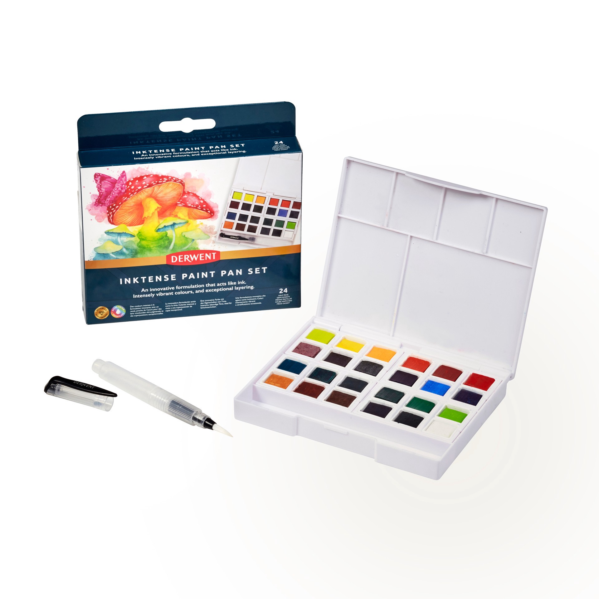 slide 8 of 8, Derwent Inktense Paint Pan Set, 24 paint pans