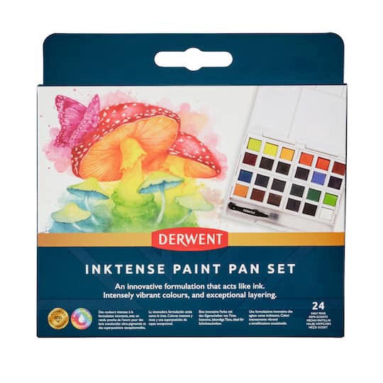 slide 1 of 8, Derwent Inktense Paint Pan Set, 24 paint pans
