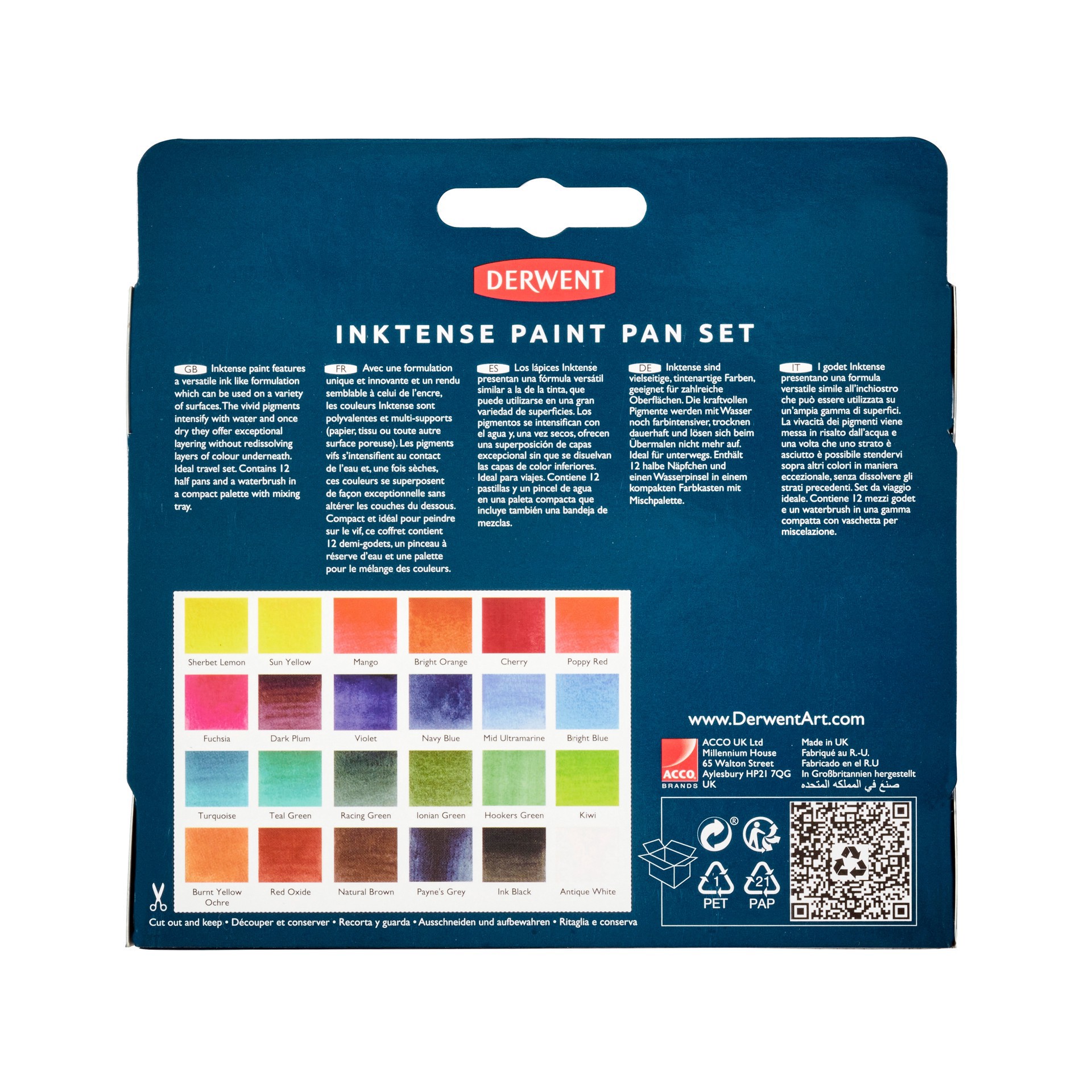 slide 7 of 8, Derwent Inktense Paint Pan Set, 24 paint pans