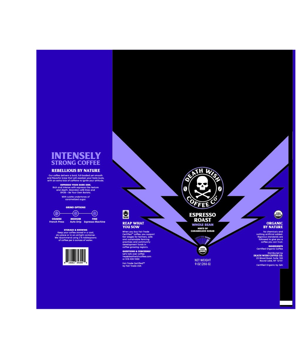 slide 7 of 9, Death Wish Coffee Co. Espresso Roast Whole Bean - 9 oz, 9 oz