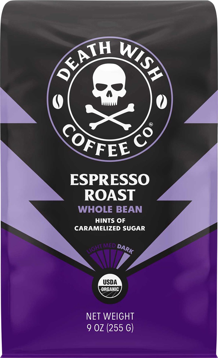slide 4 of 9, Death Wish Coffee Co. Espresso Roast Whole Bean - 9 oz, 9 oz