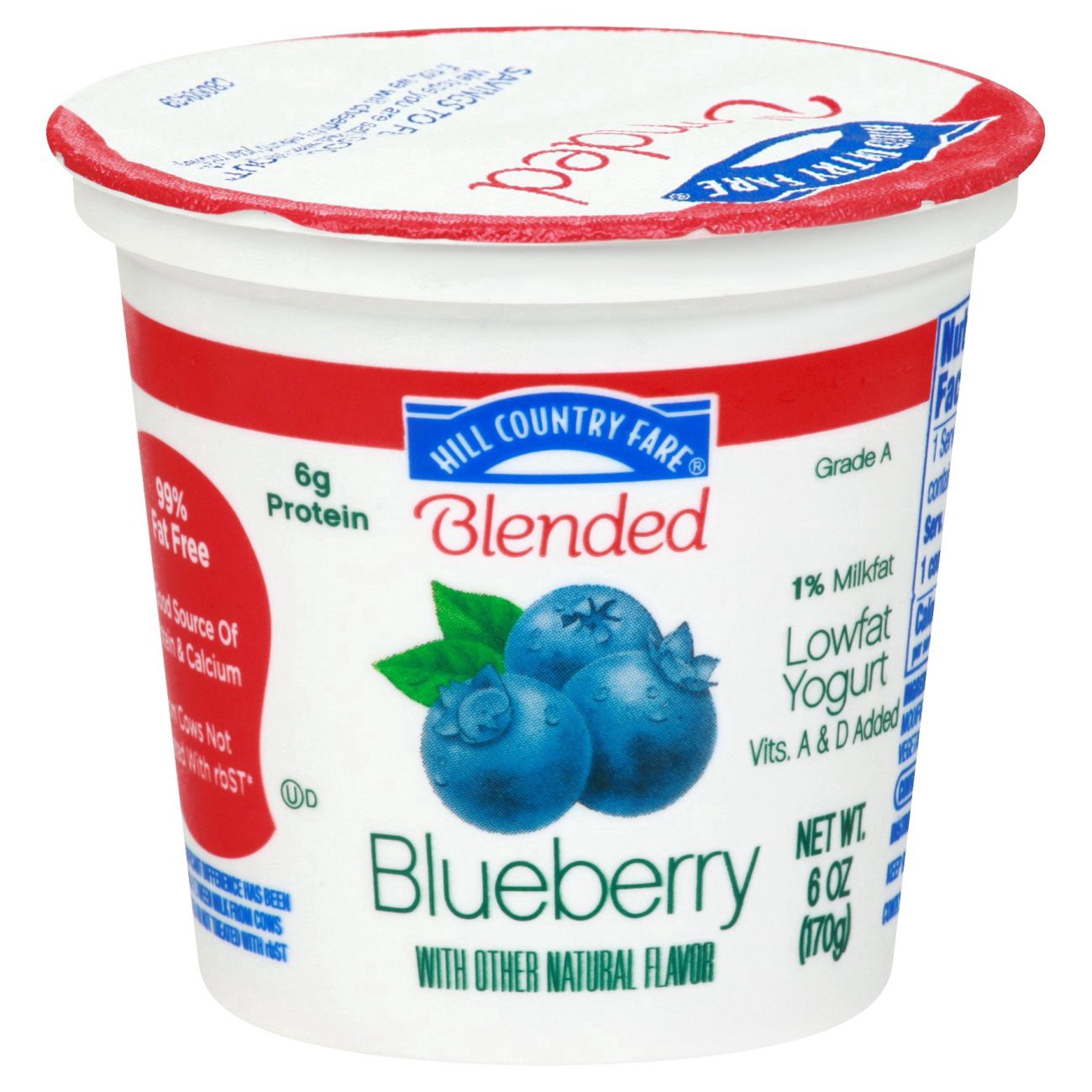 slide 1 of 1, Hill Country Fare Blended Low Fat Blueberry Yogurt, 6 oz