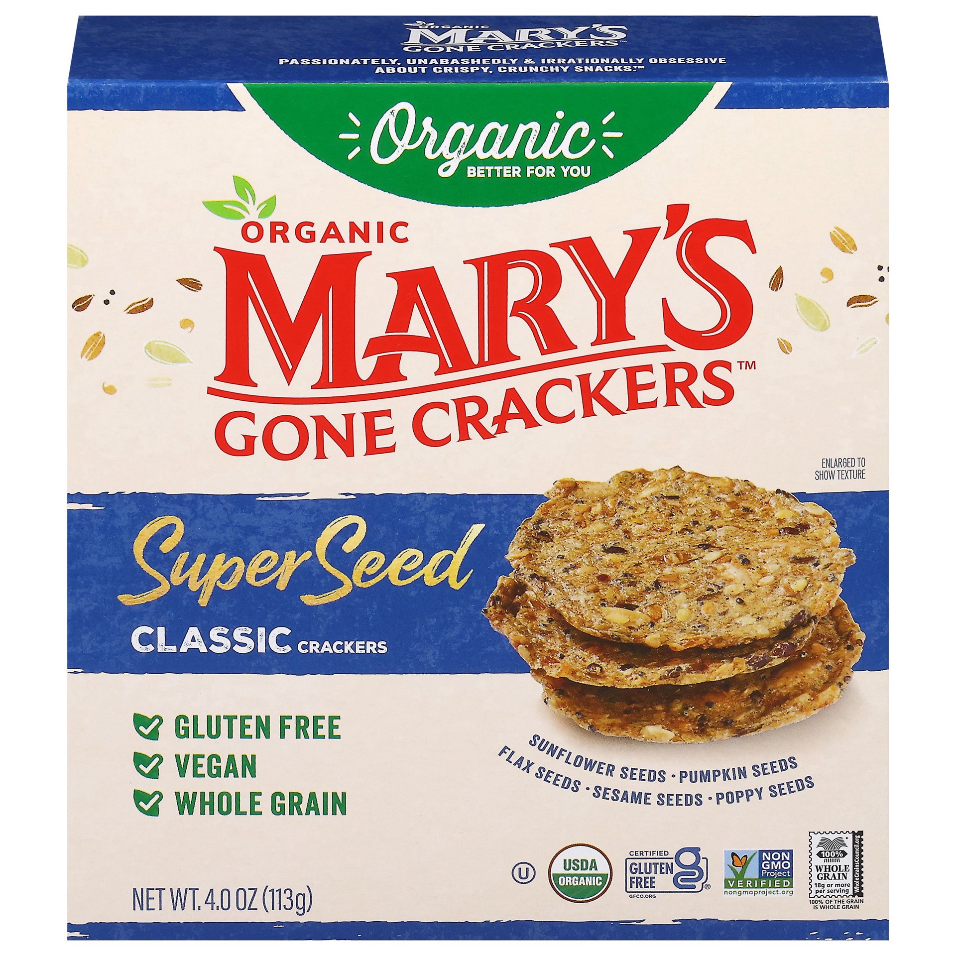 slide 1 of 1, Mary's Gone Crackers Organic Super Seed Classic Crackers 4.0 oz, 4 oz
