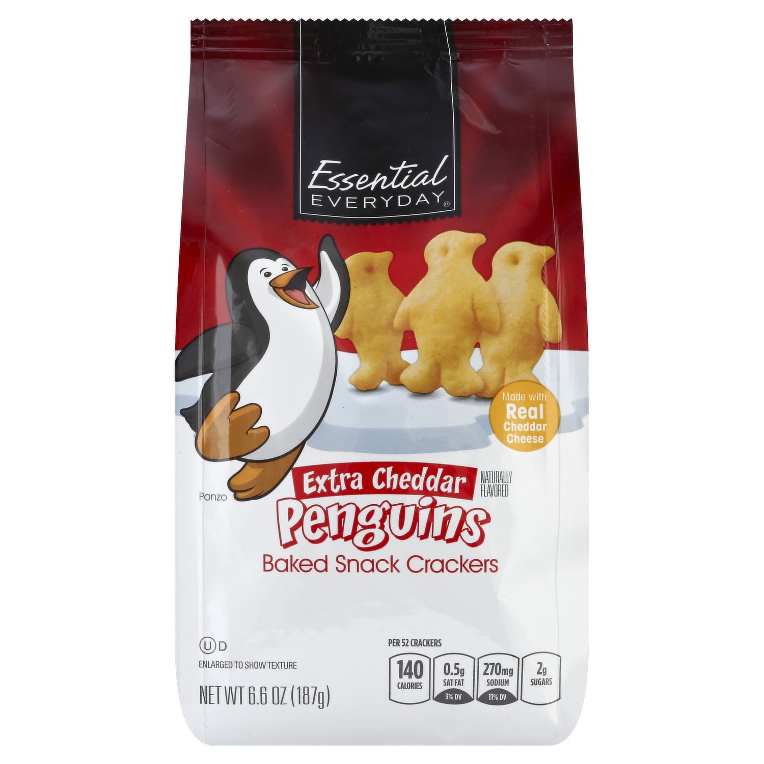 slide 1 of 1, Essential Everyday Extra Cheddar Penguins Snack Crackers, 6.6 oz