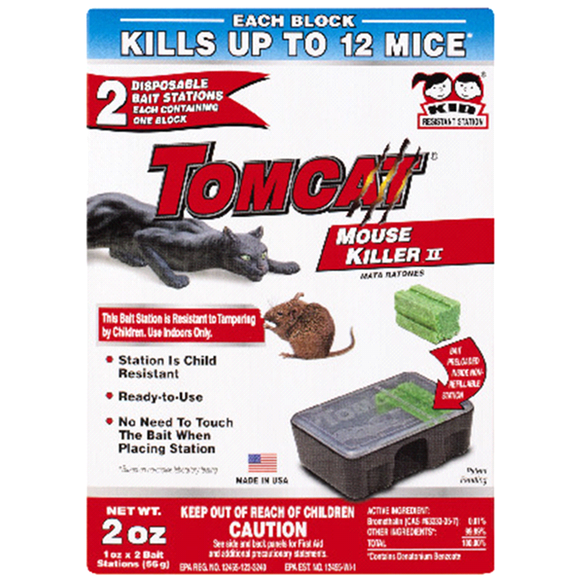 slide 1 of 1, Tomcat Disposable Mouse Bait Stations, 2 ct