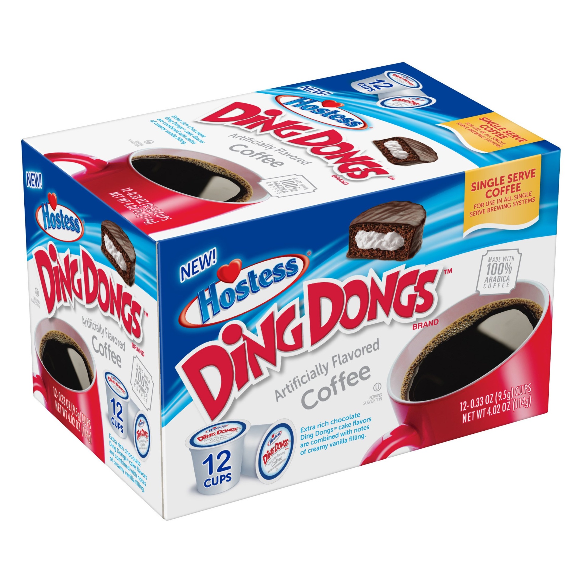 slide 1 of 1, Hostess Coffee, Ding Dongs Single Serve Cups - 4.02 oz, 4.02 oz