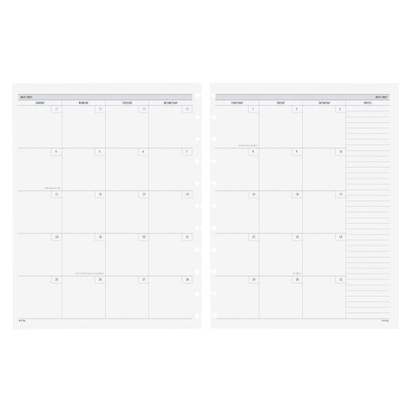 slide 2 of 3, TUL Discbound Academic Weekly/Monthly Planner Refill Pages, Letter Size, July 2021 To June 2022, 1 ct
