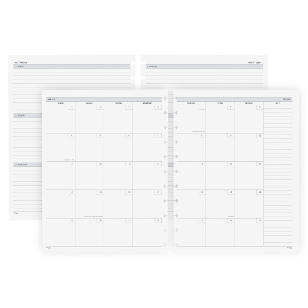 slide 1 of 3, TUL Discbound Academic Weekly/Monthly Planner Refill Pages, Letter Size, July 2021 To June 2022, 1 ct