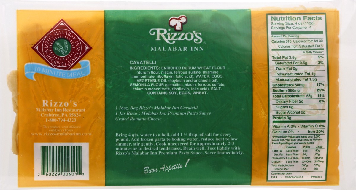 slide 9 of 10, Rizzo's Cavatelli 16 oz, 16 oz
