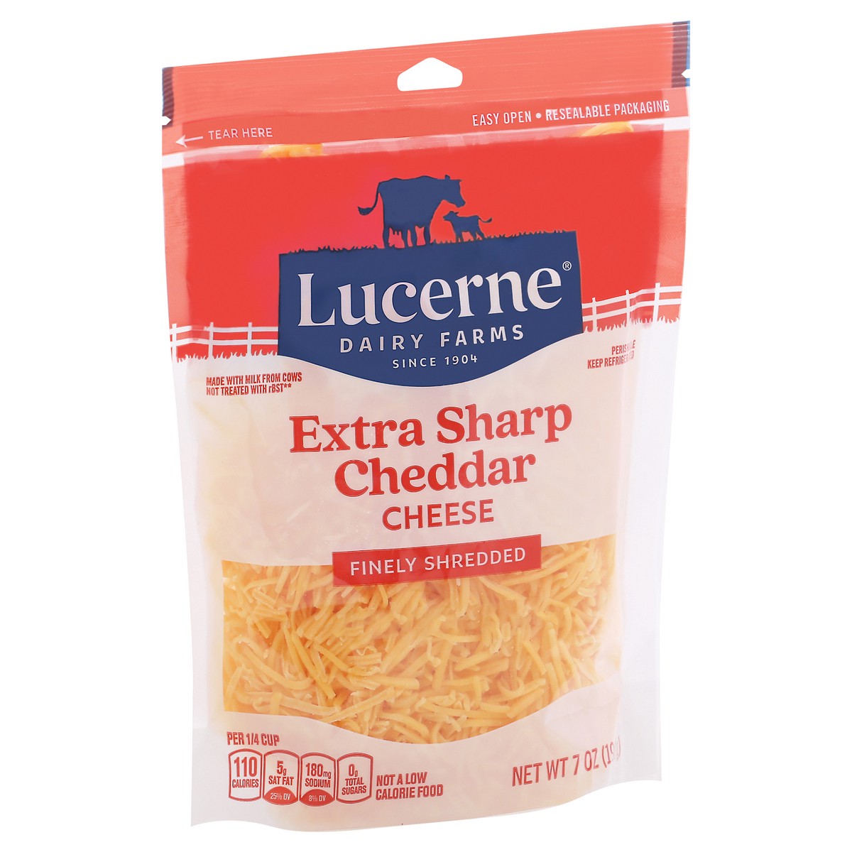 slide 2 of 9, Lucerne Dairy Farms Cheese, Shredded, Extra Sharp Cheddar, 