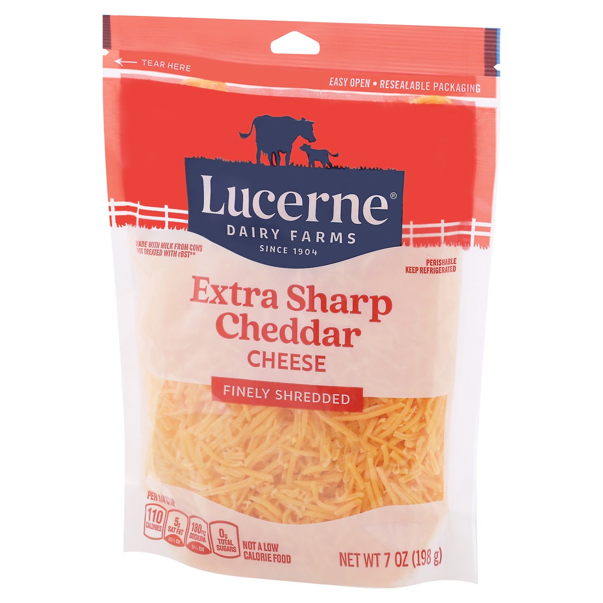 slide 3 of 9, Lucerne Dairy Farms Cheese, Shredded, Extra Sharp Cheddar, 