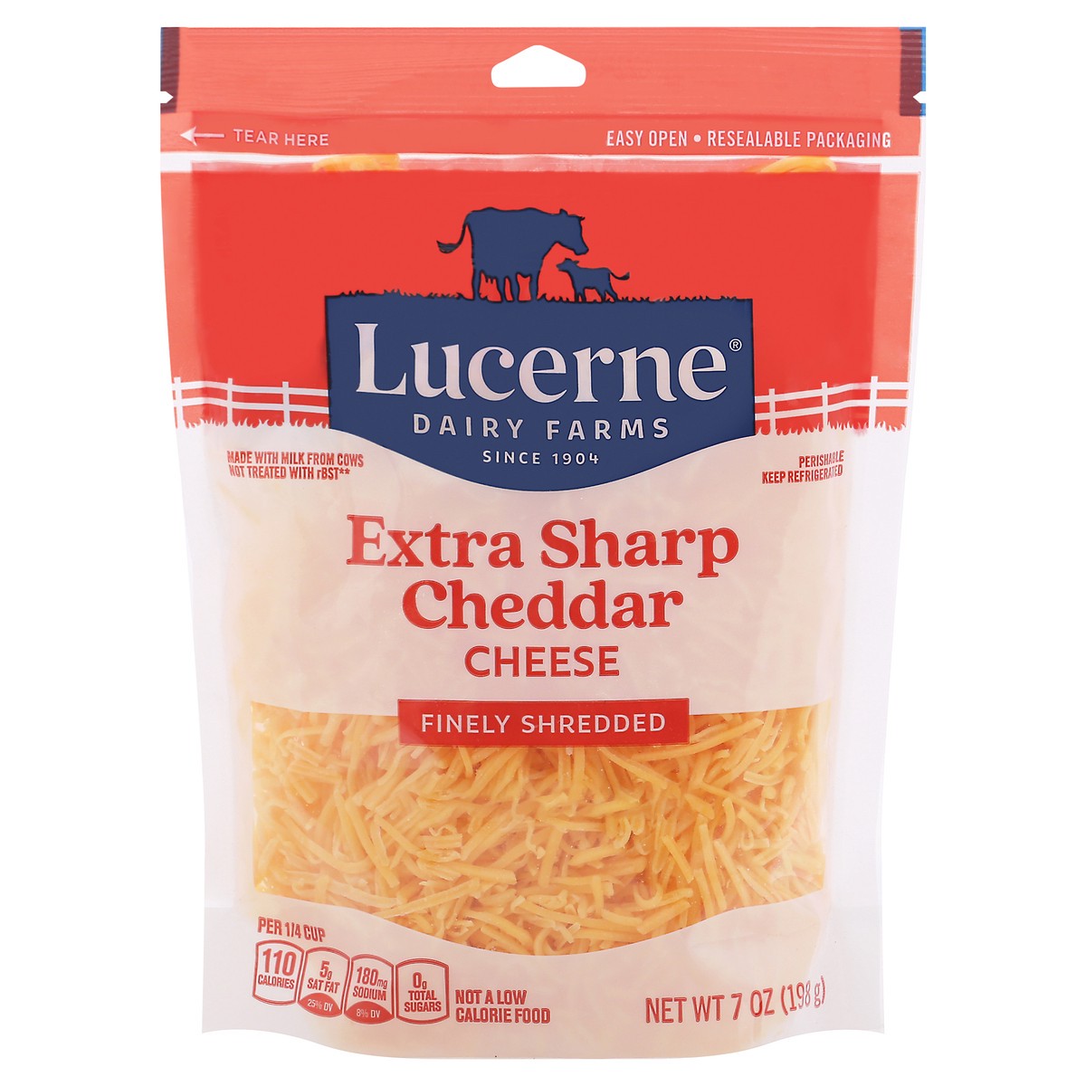 slide 1 of 9, Lucerne Dairy Farms Cheese, Shredded, Extra Sharp Cheddar, 