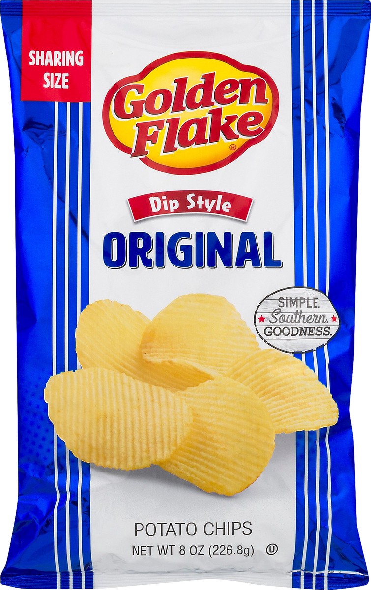 slide 4 of 13, Golden Flake Dip Style Sharing Size Original Potato Chips 8 oz, 8 oz