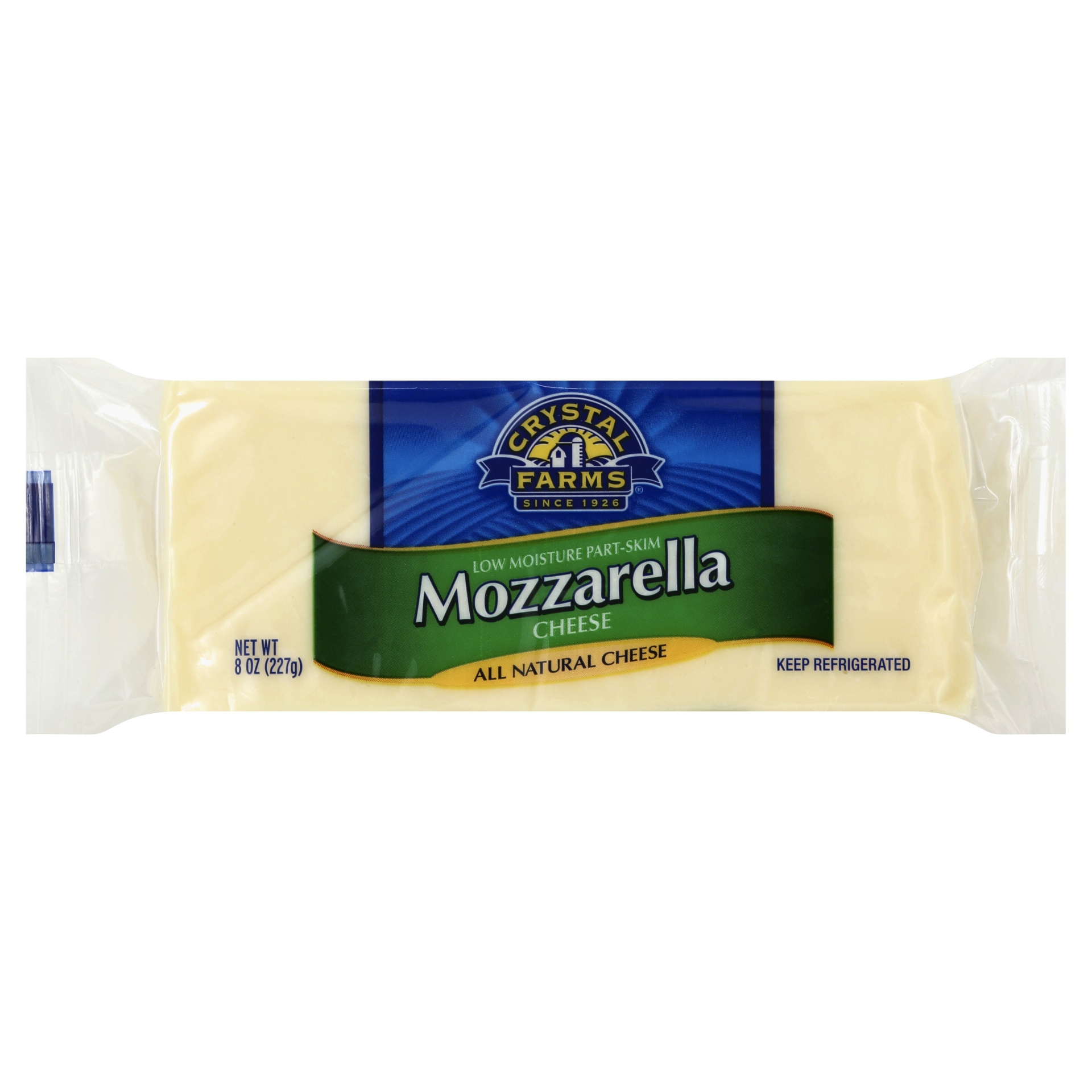 slide 1 of 1, Crystal Farms Cheese, Low Moisture Part-Skim, Mozzarella, 8 oz