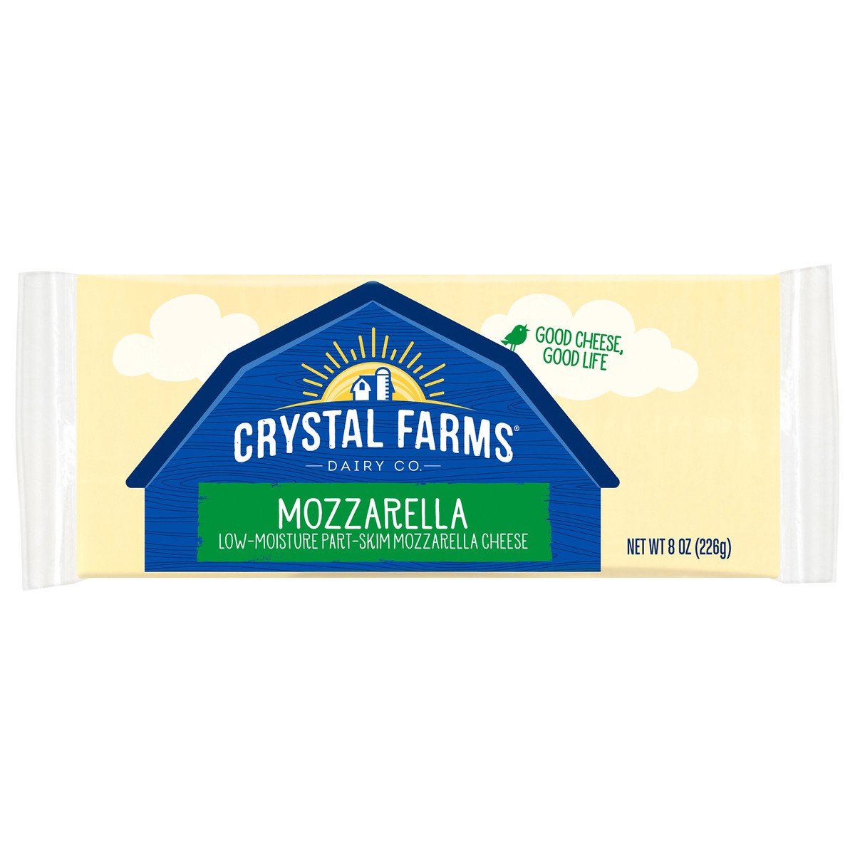 slide 1 of 1, Crystal Farms Cheese, Low Moisture Part-Skim, Mozzarella, 8 oz