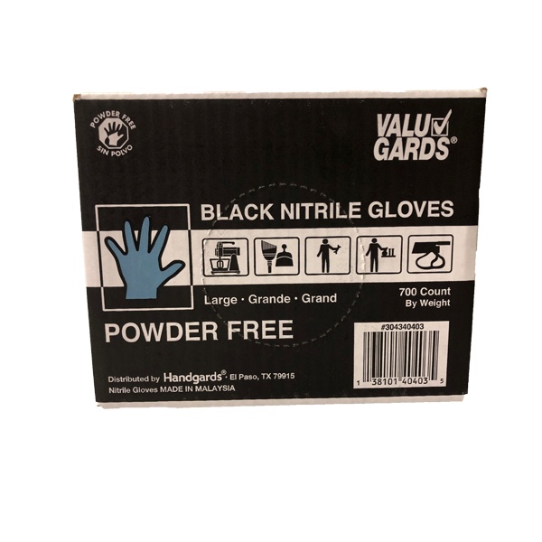 slide 1 of 1, ValuGards Nitrile Gloves Black Bulk Large, 700 ct