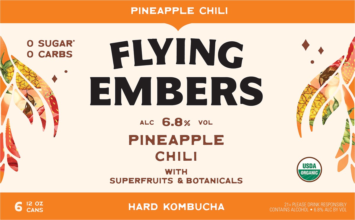 slide 4 of 7, Flying Embers Pineapple Chili Hard Kombucha, 1 ct