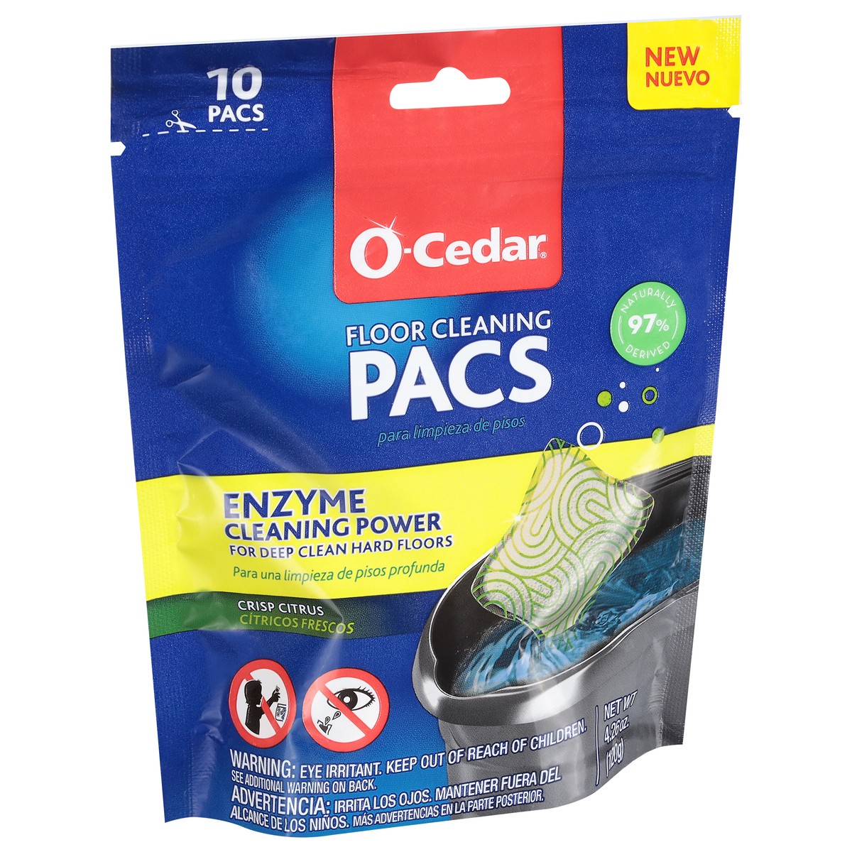 slide 4 of 9, O-Cedar Pacs Crisp Citrus Hard Floor Cleaner 10 ea, 10 ct
