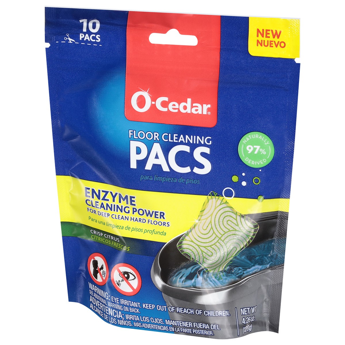 slide 9 of 9, O-Cedar Pacs Crisp Citrus Hard Floor Cleaner 10 ea, 10 ct