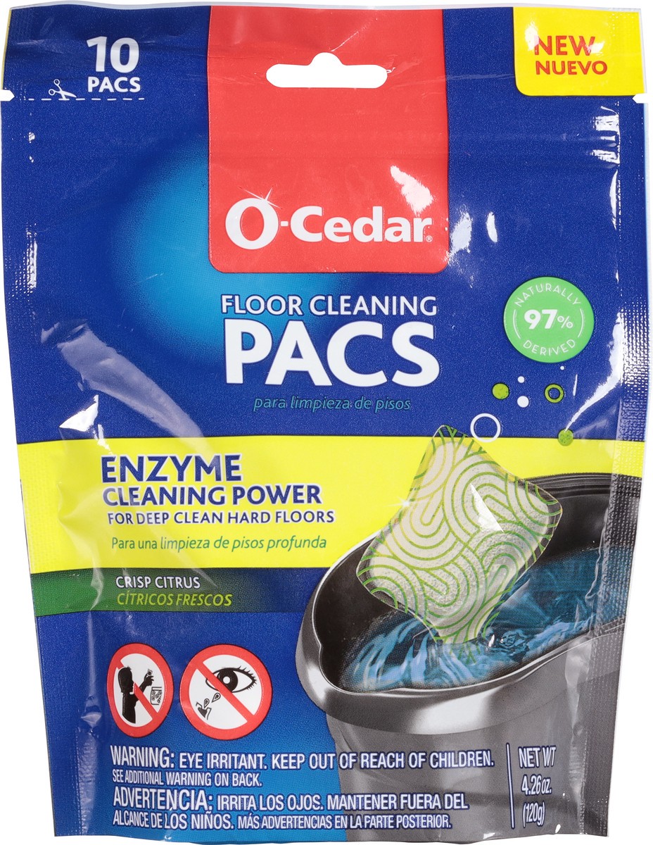 slide 7 of 9, O-Cedar Pacs Crisp Citrus Hard Floor Cleaner 10 ea, 10 ct