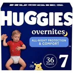 Huggies Overnites Nighttime Baby Diapers, Size 7 (41+ lbs), 36 Ct