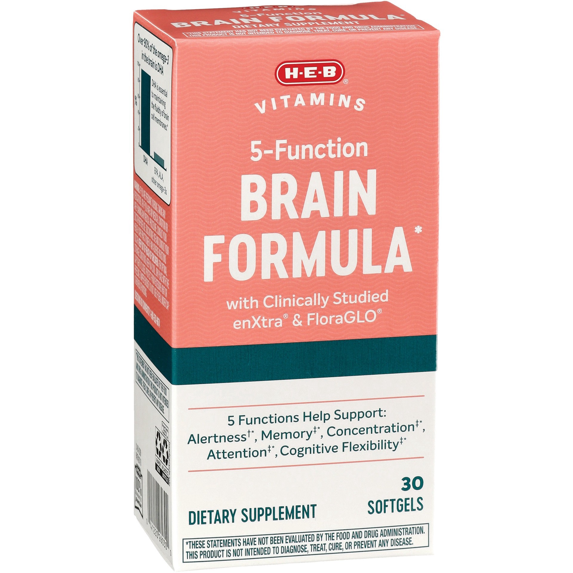 slide 1 of 1, H-E-B 5-Function Brain Formula Softgels, 30 ct