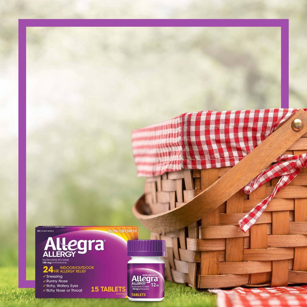 slide 6 of 6, Allegra Tablets 24 Hrs Non-Drowsy Indoor/Outdoor Allergy Relief 15 ea, 15 ct