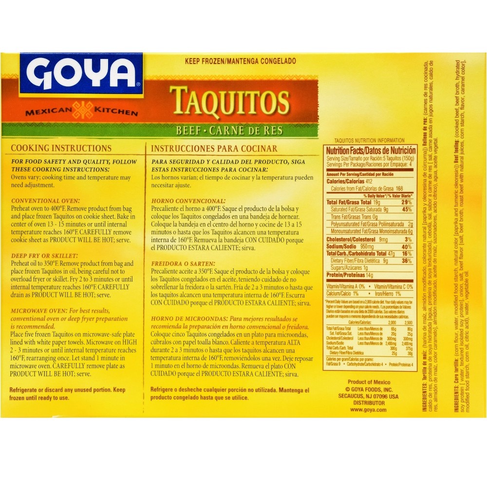 slide 3 of 4, Goya Mexican Kitchen Beef Taquitos, 20 ct