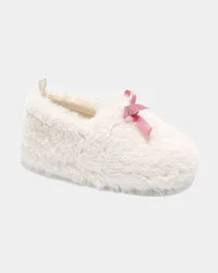 Carter's Girls Fuzzy Bow Slippers - Cream/Pink Ivory XXL