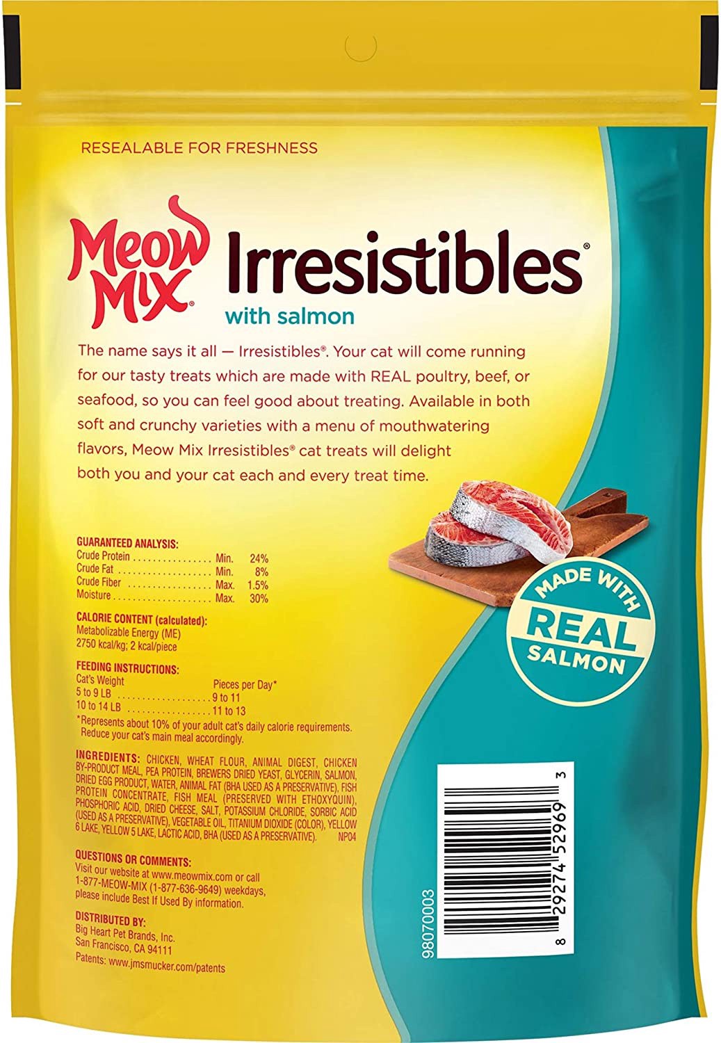 slide 6 of 6, Meow Mix Irresistibles Soft Cat Treats Salmon, 3 oz