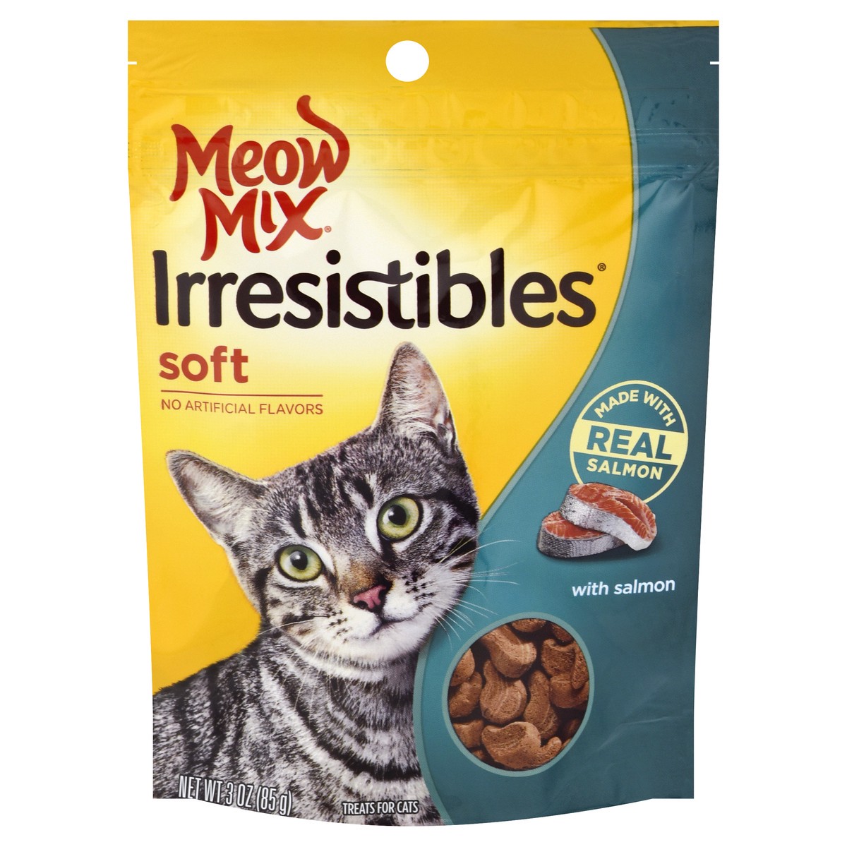 slide 1 of 6, Meow Mix Irresistibles Soft Cat Treats Salmon, 3 oz