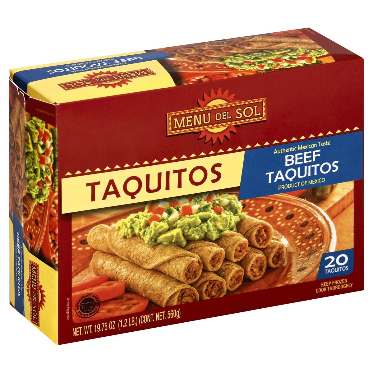 slide 4 of 5, Menu Del Sol Beef Taquitos 20Ct, 18 oz