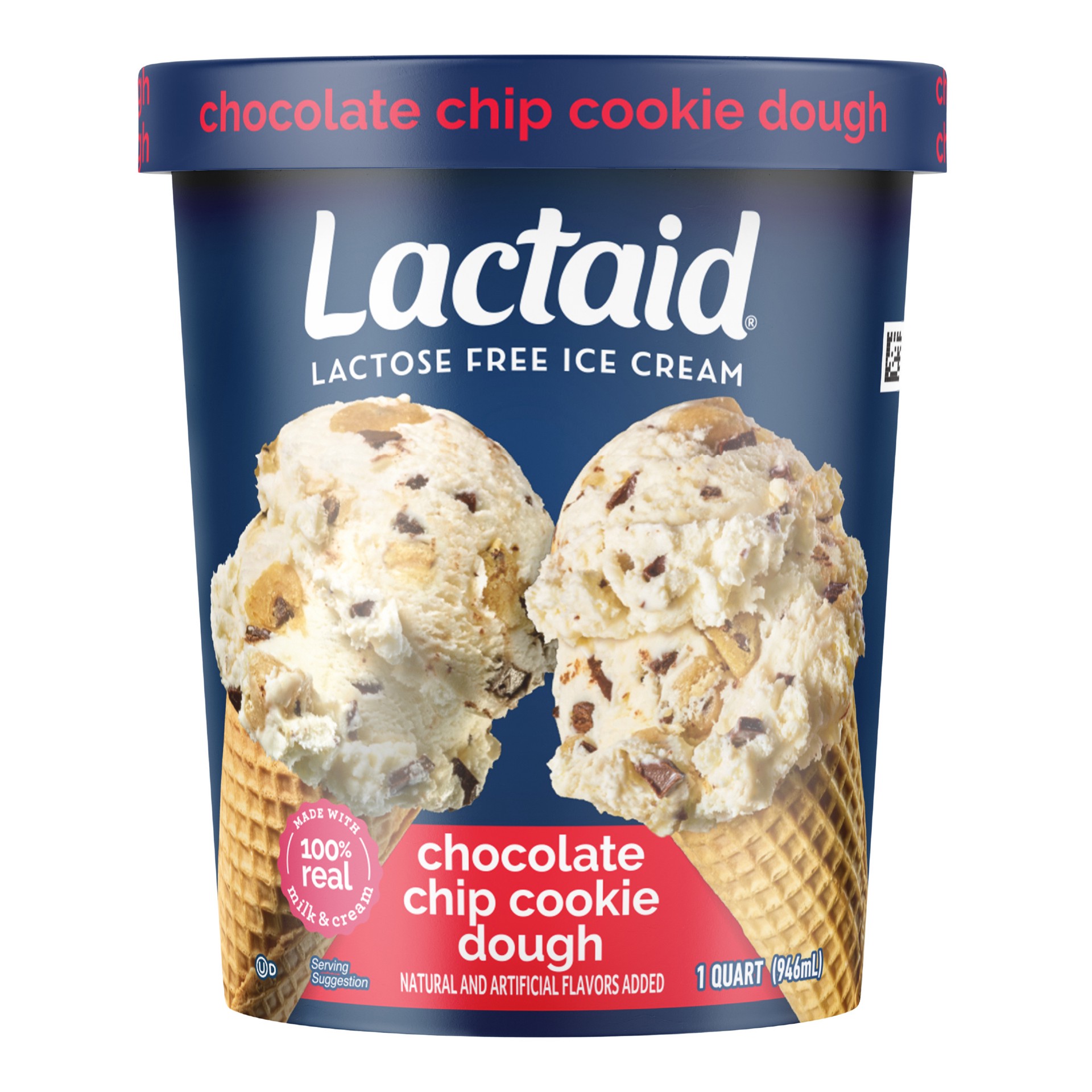 slide 1 of 9, Lactaid Chocolate Chip Cookie Dough Ice Cream, 1 Quart, 1 qt