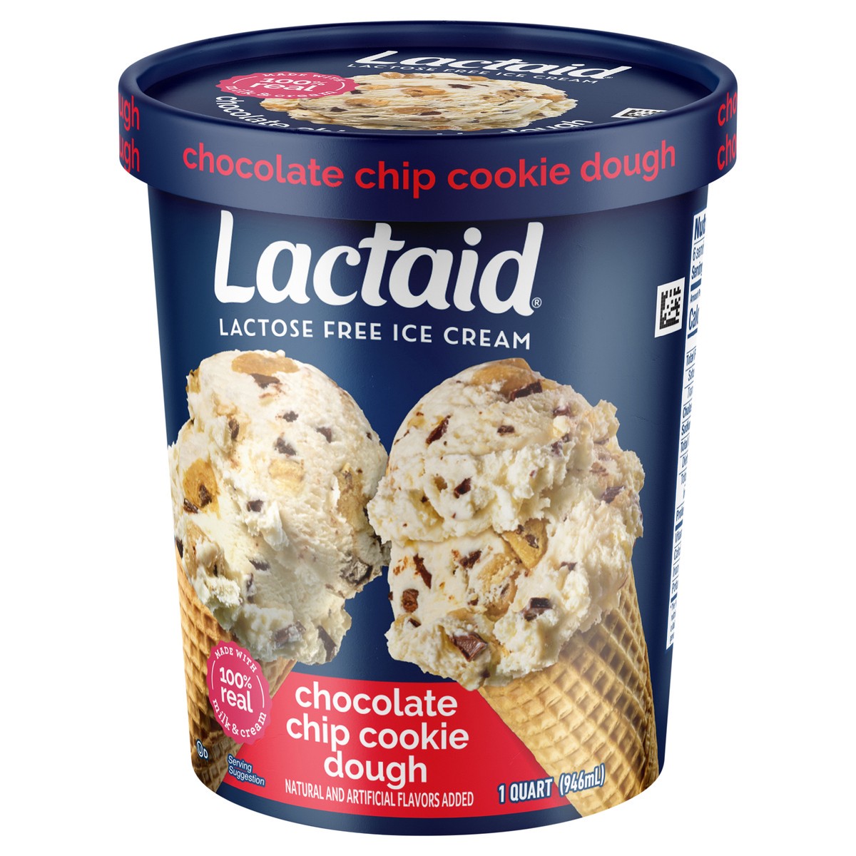 slide 9 of 9, Lactaid Chocolate Chip Cookie Dough Ice Cream, 1 Quart, 1 qt