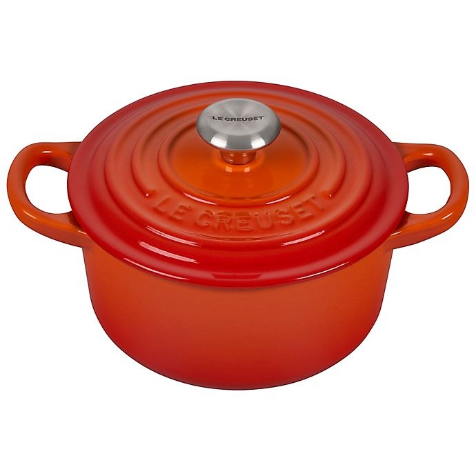 slide 1 of 3, Le Creuset Signature Round Dutch Oven - Flame, 1 qt