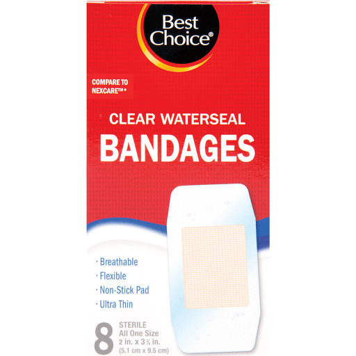 slide 1 of 1, Best Choice Clear Waterproof Bandages, 8 ct