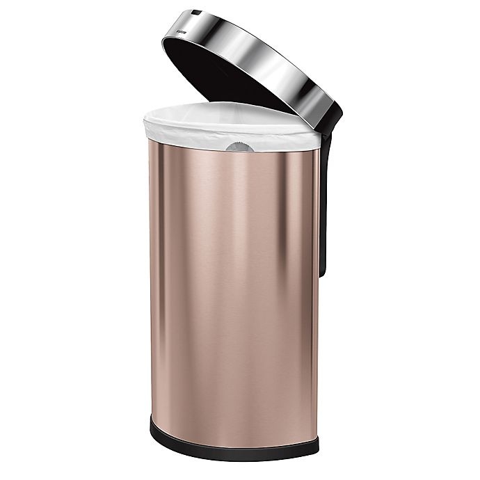 slide 3 of 4, simplehuman Fingerprint-Proof Semi-Round Sensor Trash Can - Rose Gold, 45 liter