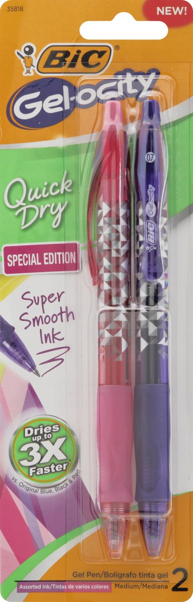 slide 6 of 8, BIC Gel Pen, Medium, Assorted Ink, 2 ct