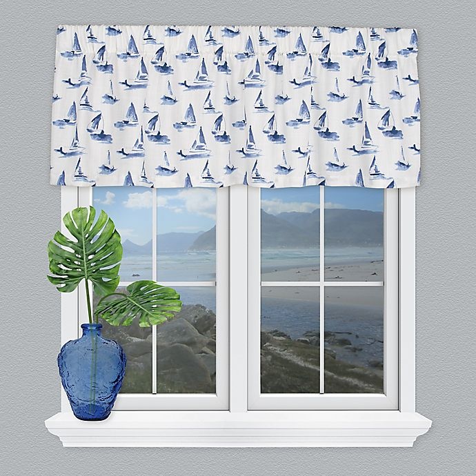 slide 1 of 1, Coastal Living Sailboats Tailored Window Valance - Blue, 1 ct