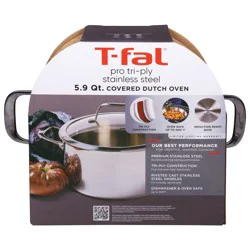 T-fal Pro Tri-Ply Stainless Steel 5.9 Qt Covered Dutch Oven 1 Each