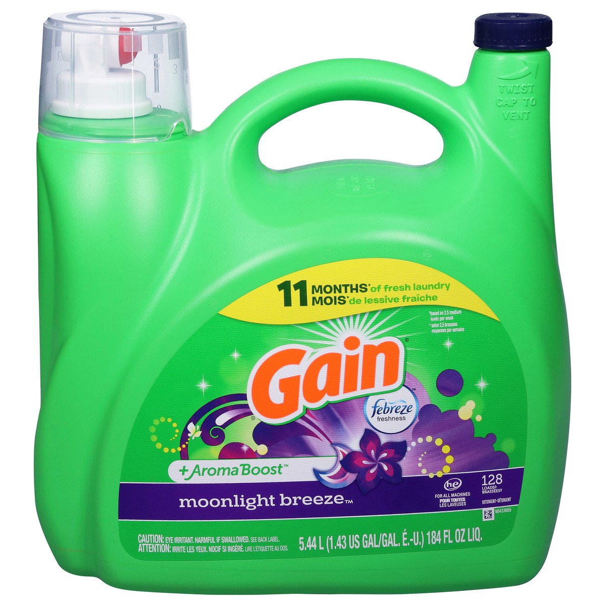 slide 1 of 4, Gain +Aroma Boost Moonlight Breeze Detergent 1.43 gal, 1.43 gal