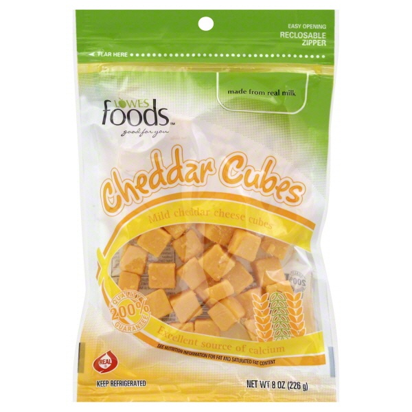 slide 1 of 1, Lowes Foods Cheese Cubes Mild Cheddar, 8 oz