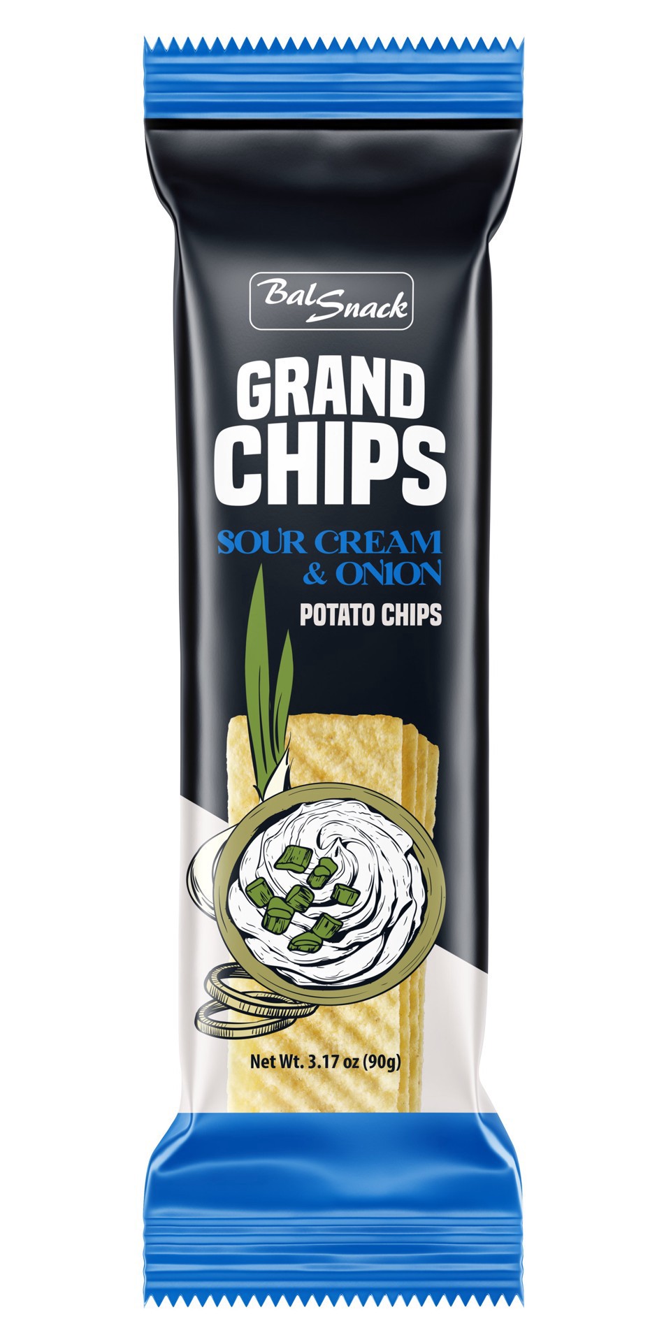 slide 1 of 1, Balsnack Sour Cream & Onion Grand Potato Chips, 3.17 oz