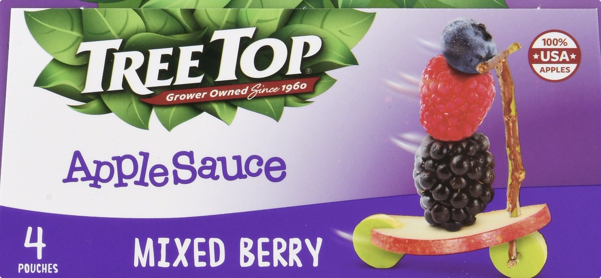 slide 4 of 13, Tree Top Mixed Berry Apple Sauce 4 ea, 4 ct