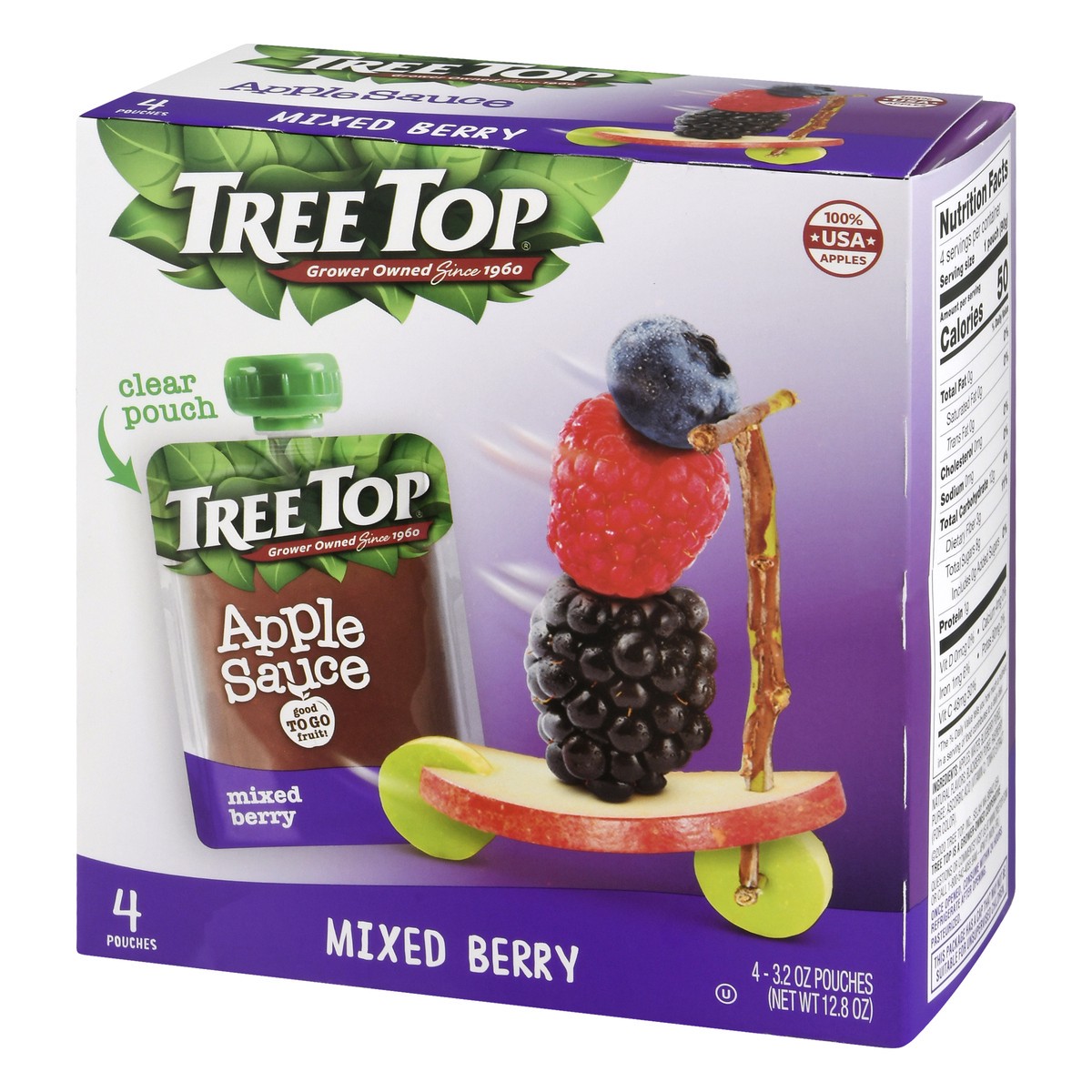 slide 2 of 13, Tree Top Mixed Berry Apple Sauce 4 ea, 4 ct