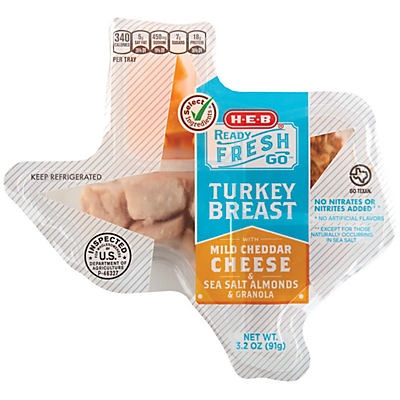 slide 1 of 1, H-E-B Select Ingredients Turkey Breast with Mild Cheddar Cheese, 3.2 oz