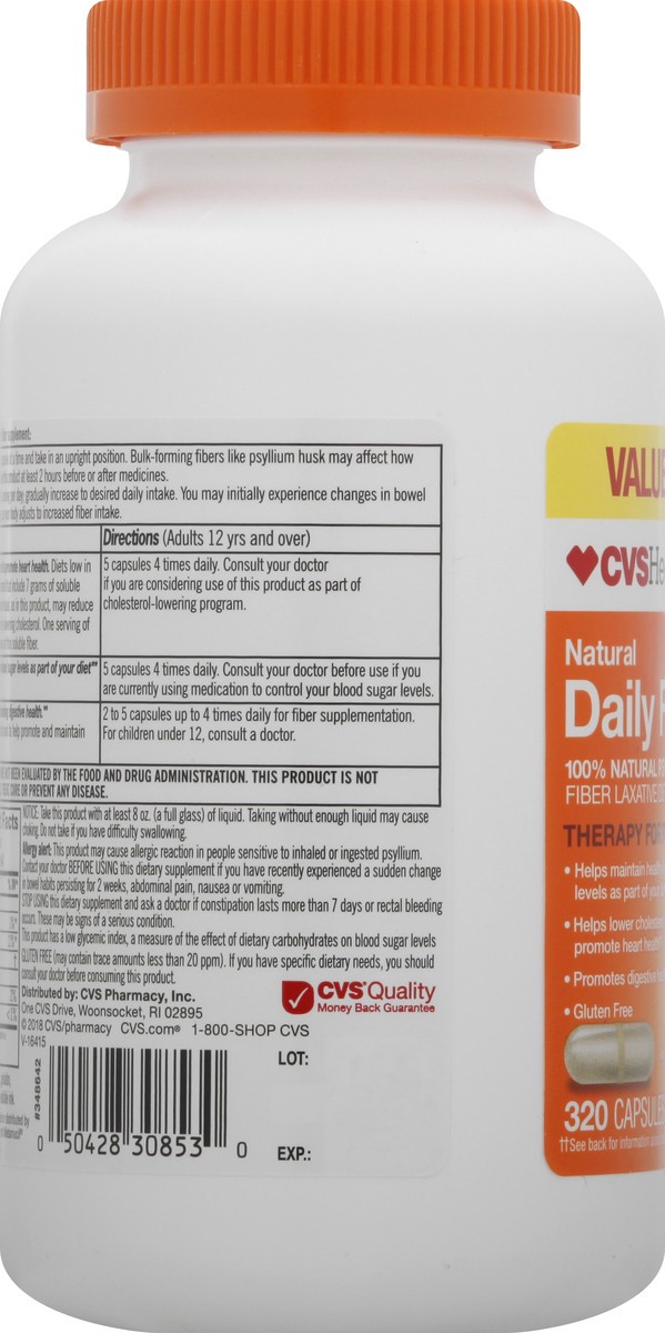 slide 7 of 10, CVS Health Natural Daily Fiber Capsules, 320 Ct, 1 ct
