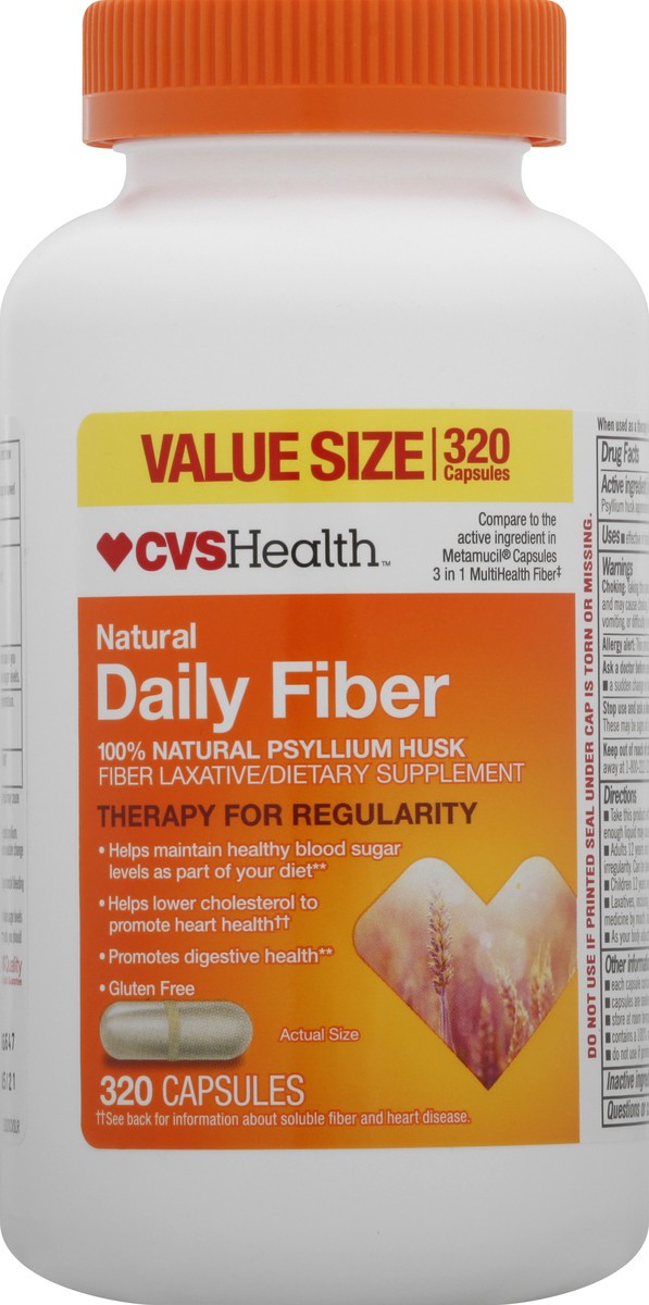 slide 9 of 10, CVS Health Natural Daily Fiber Capsules, 320 Ct, 1 ct